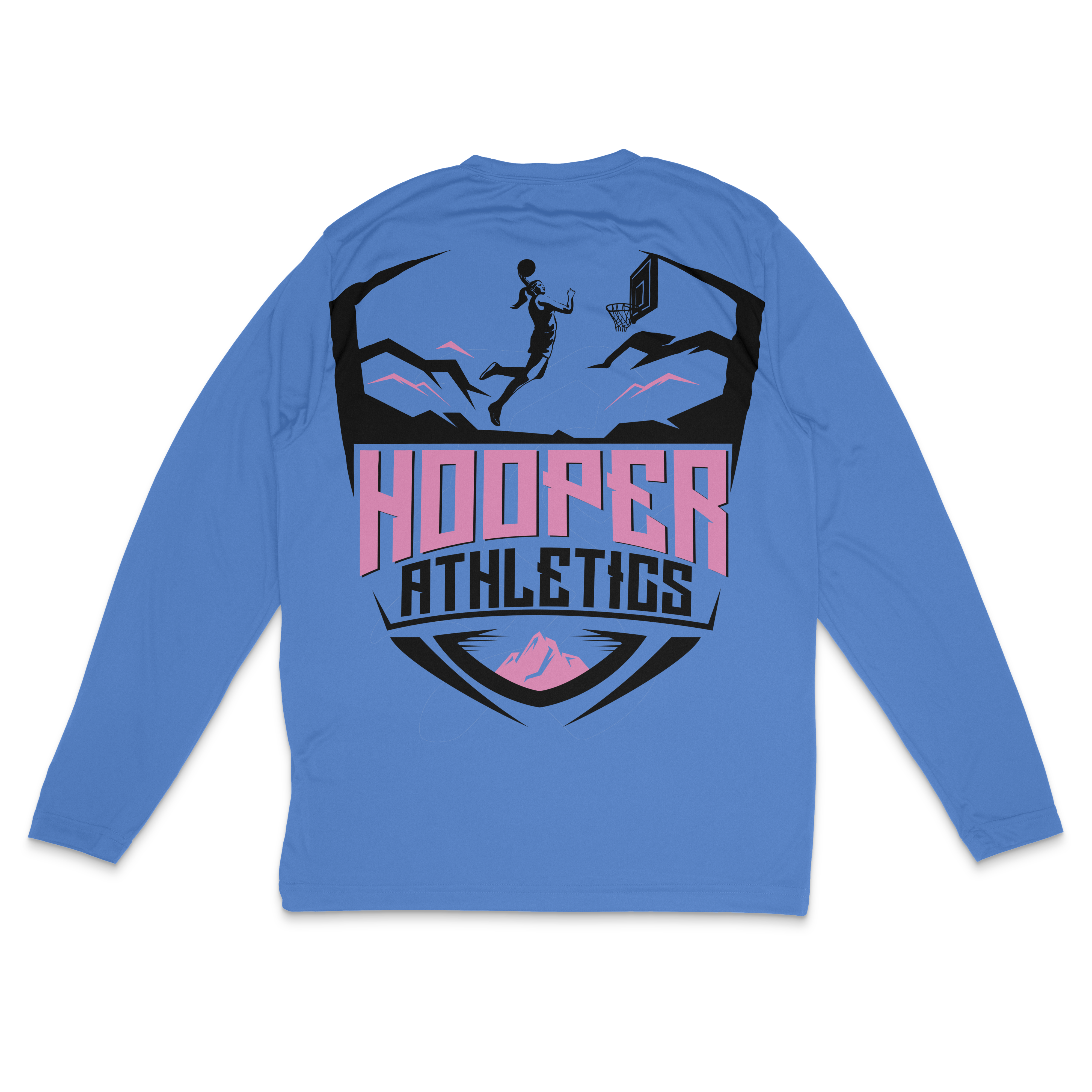 The Official Hooper Athletics Performance Shirt in blue – women's basketball apparel -back