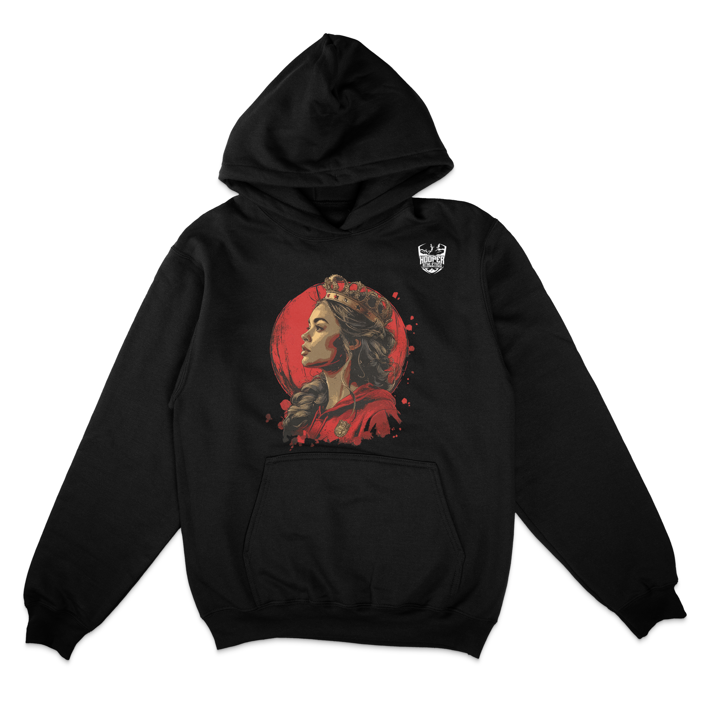 The Bucket Queen Hoodie | Hooper Athletics Streetwear in black – women's basketball apparel mockup