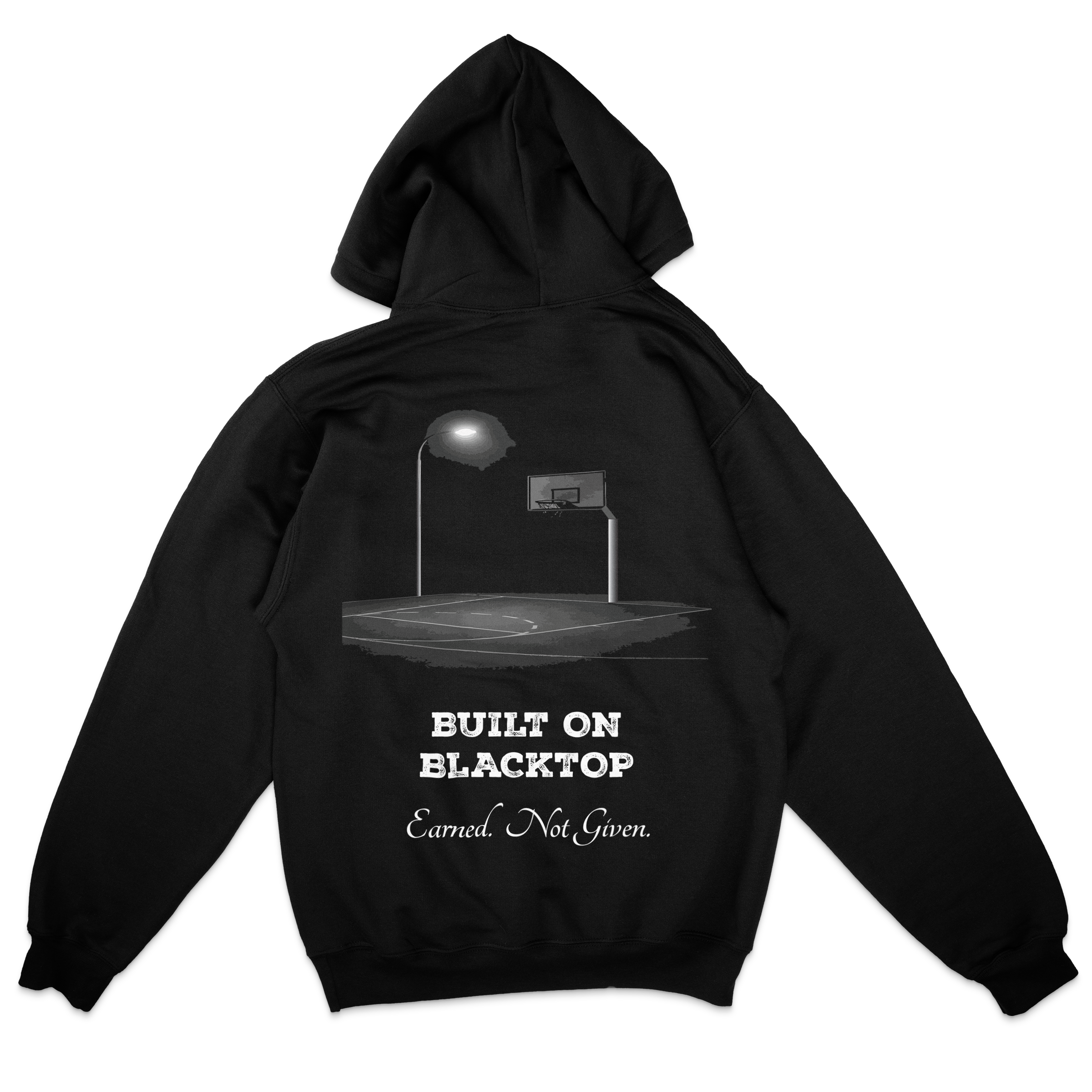 Built on Blacktop Hoodie – Hooper Athletics Streetball Collection in black – women's basketball apparel - back