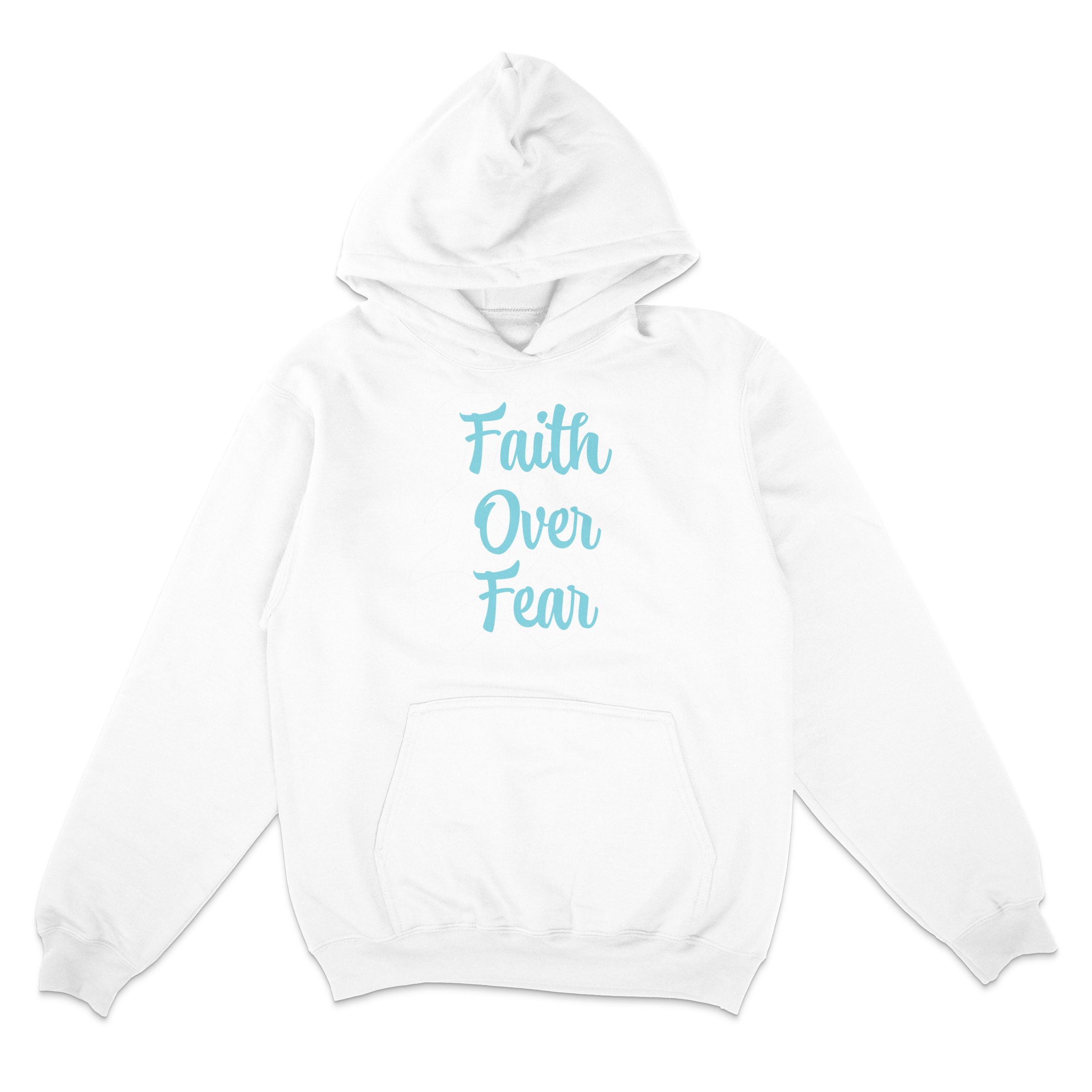 Faith Over Fear Pullover Hooded Sweatshirt in white – women's basketball apparel - front