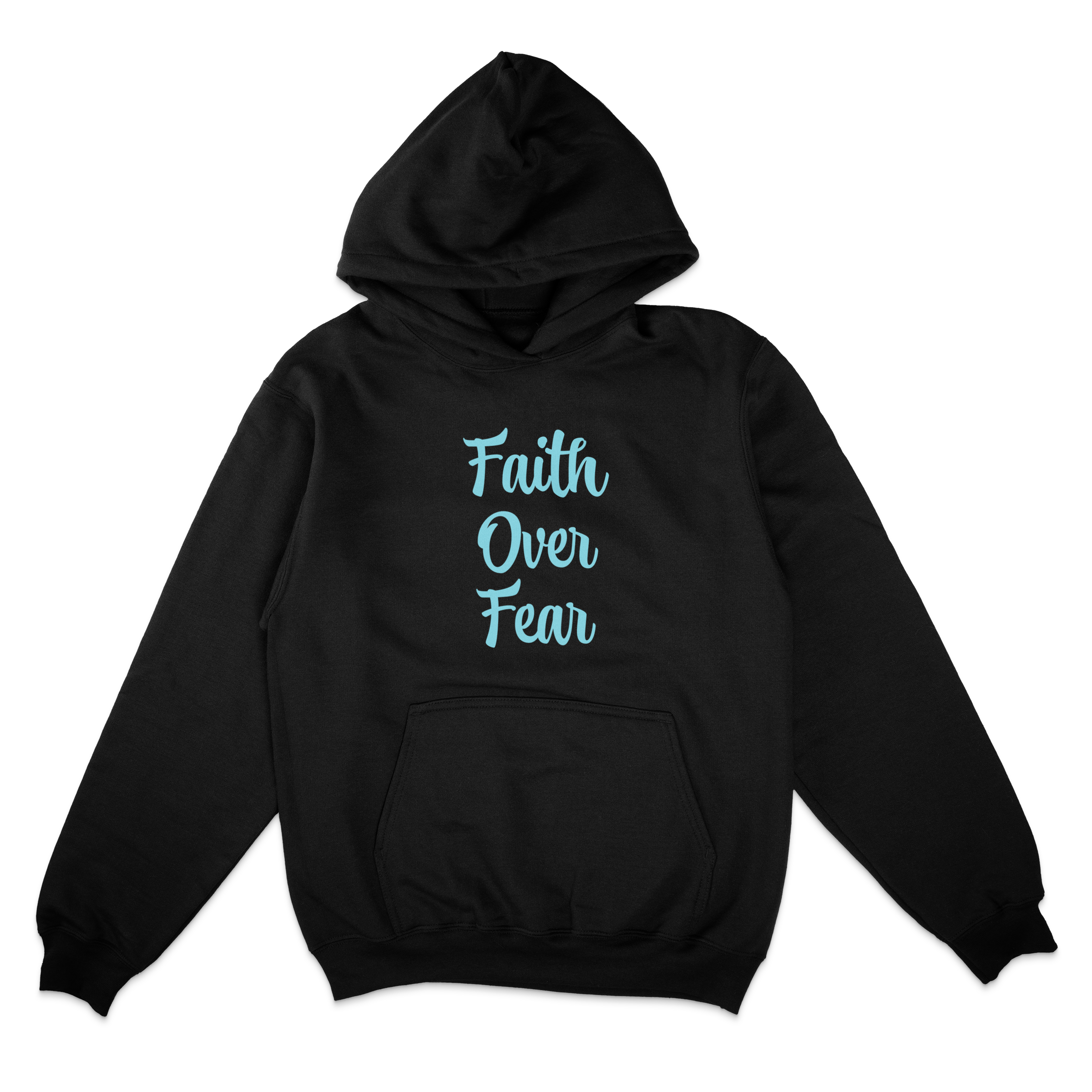 Faith Over Fear Pullover Hooded Sweatshirt in black – women's basketball apparel - front