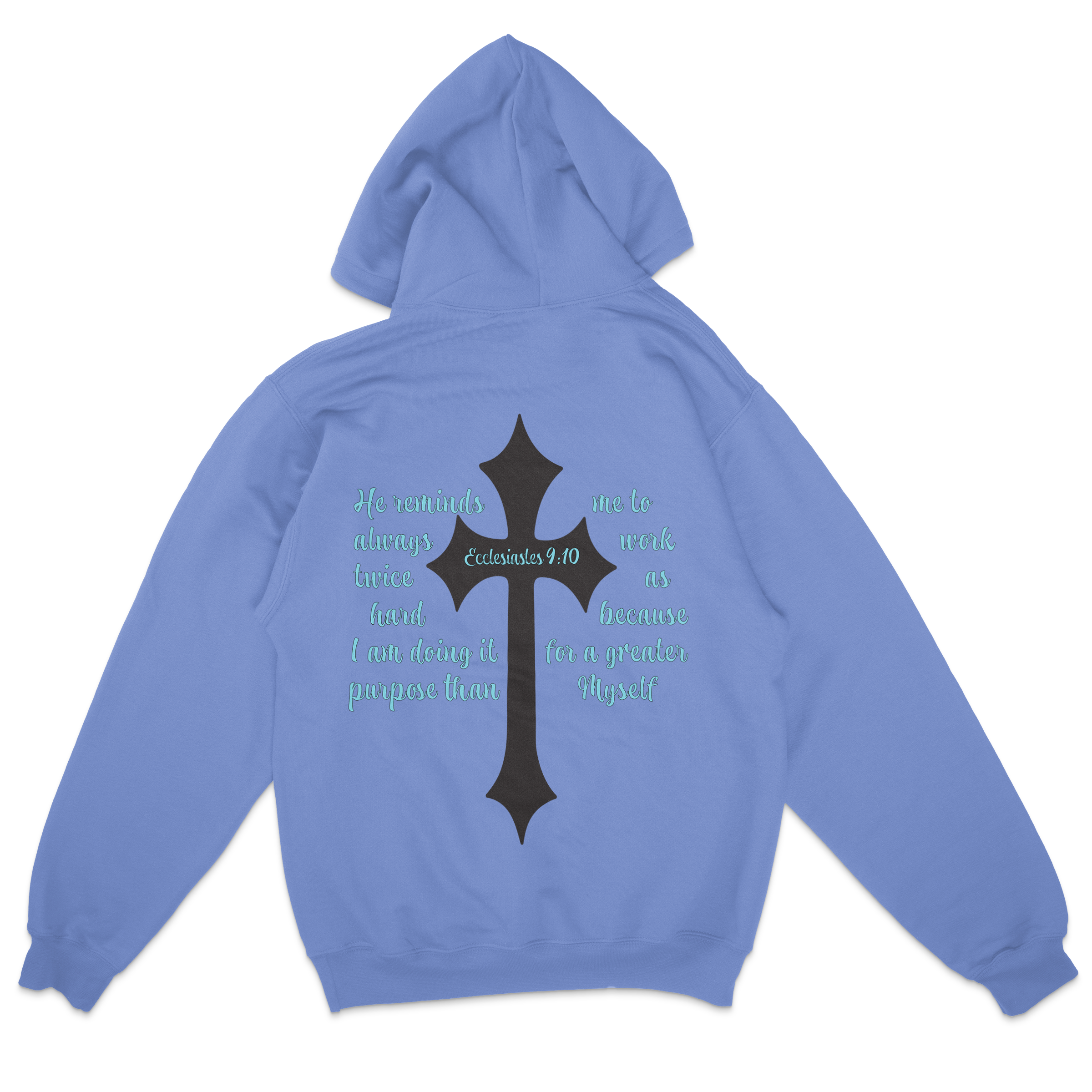 Faith Over Fear Pullover Hooded Sweatshirt in blue – women's basketball apparel -back