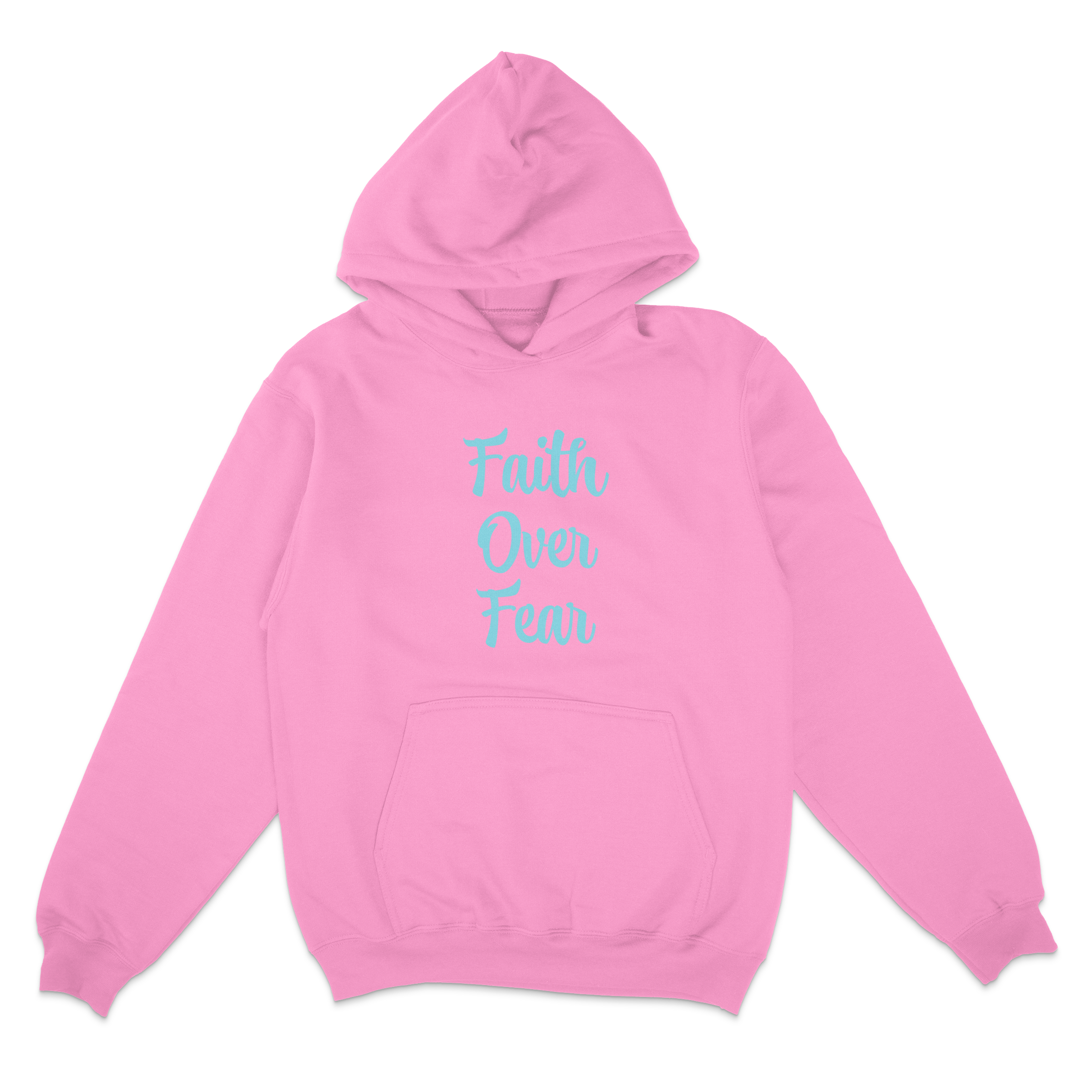 Faith Over Fear Pullover Hooded Sweatshirt in pink – women's basketball apparel -front