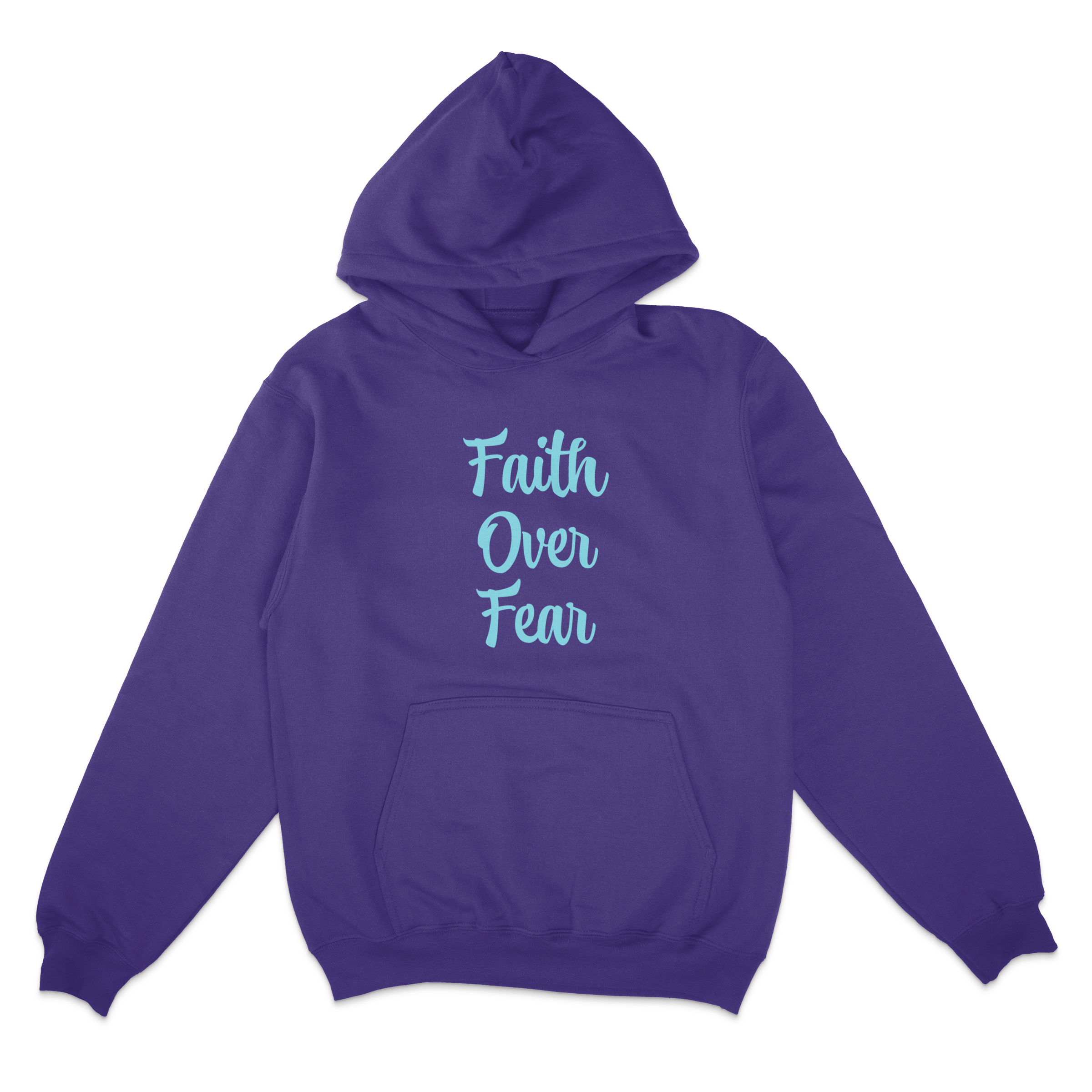 Faith Over Fear Pullover Hooded Sweatshirt in purple – women's basketball apparel - front