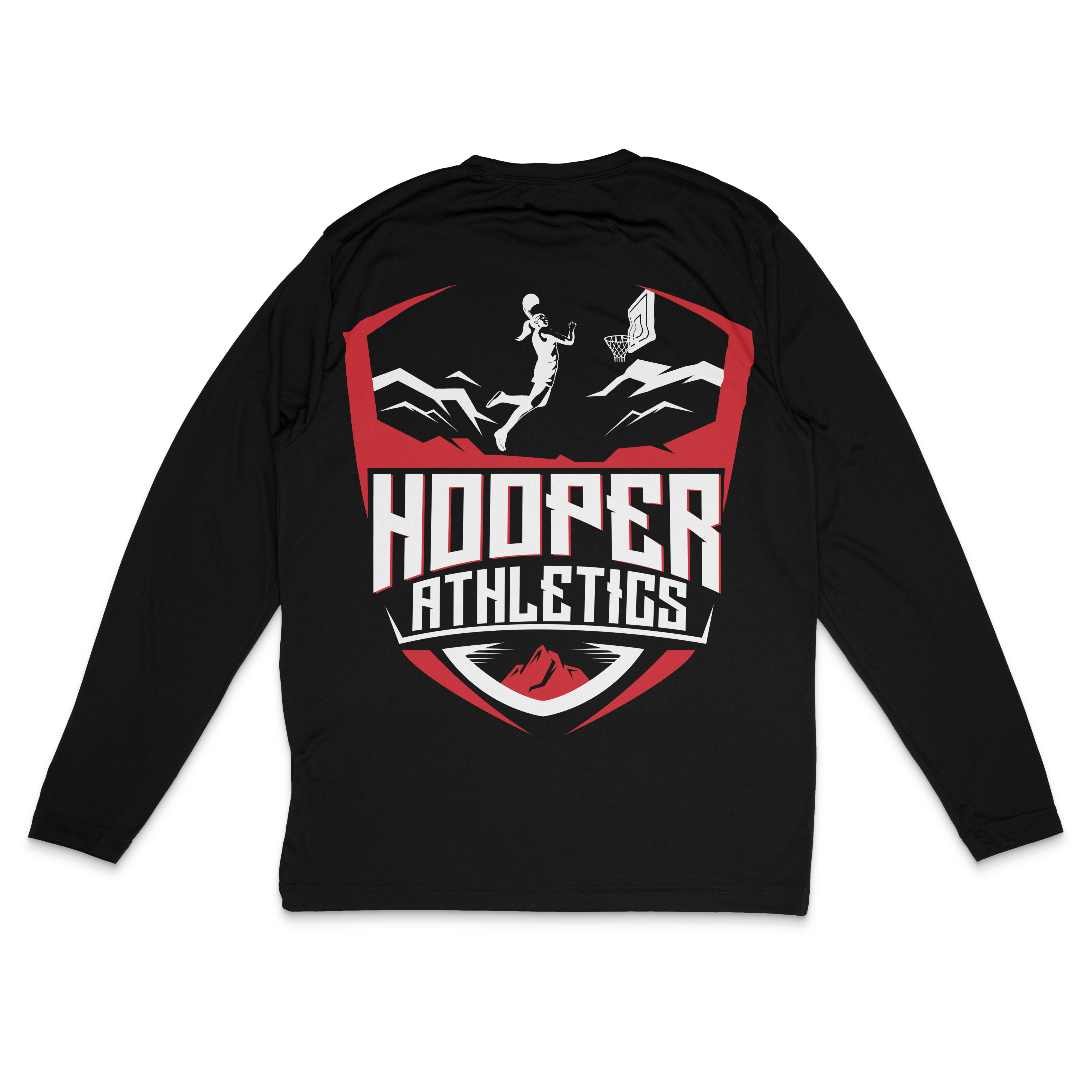 The Official Hooper Athletics Performance Shirt in black – women's basketball apparel - back