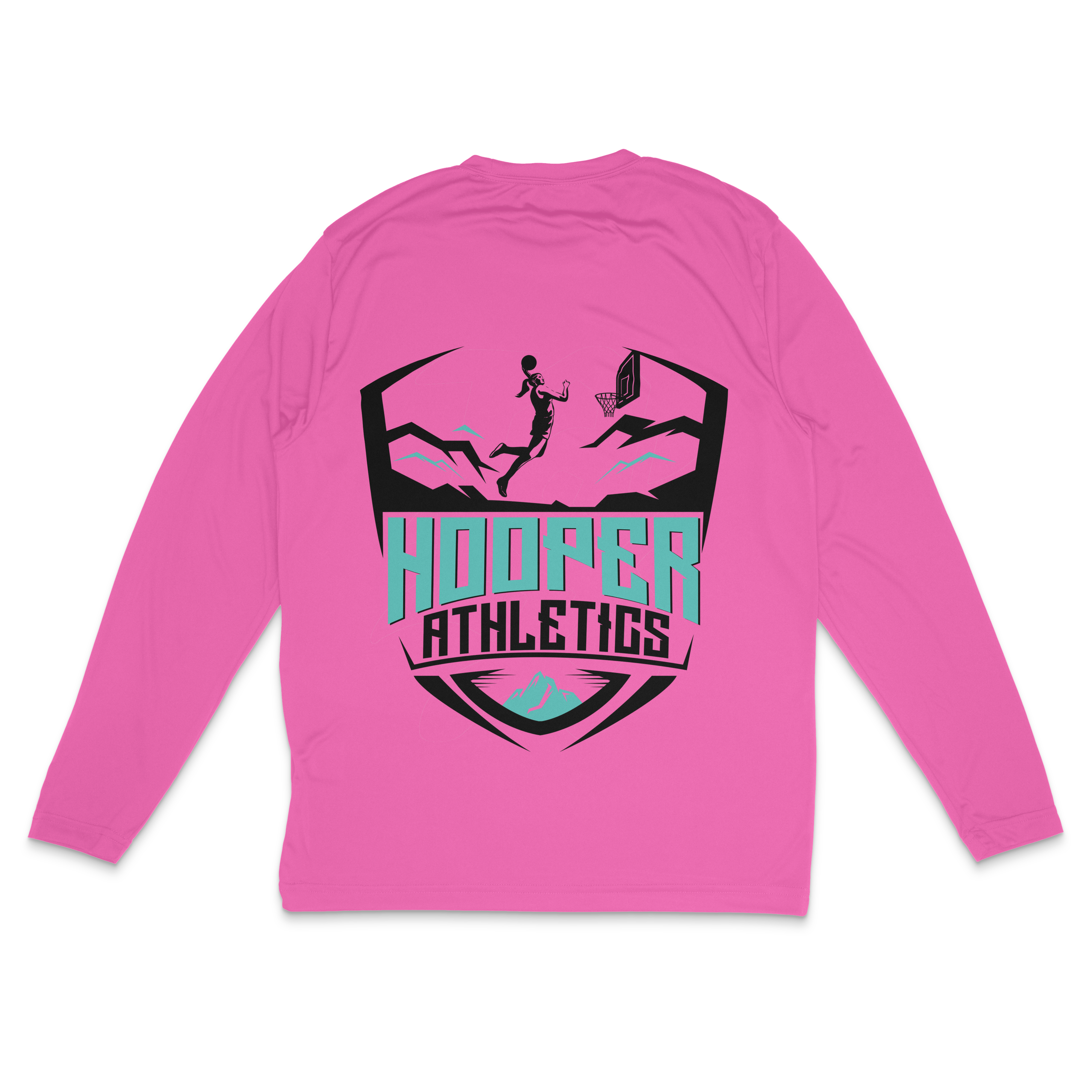 The Official Hooper Athletics Performance Shirt in pink – women's basketball apparel - back
