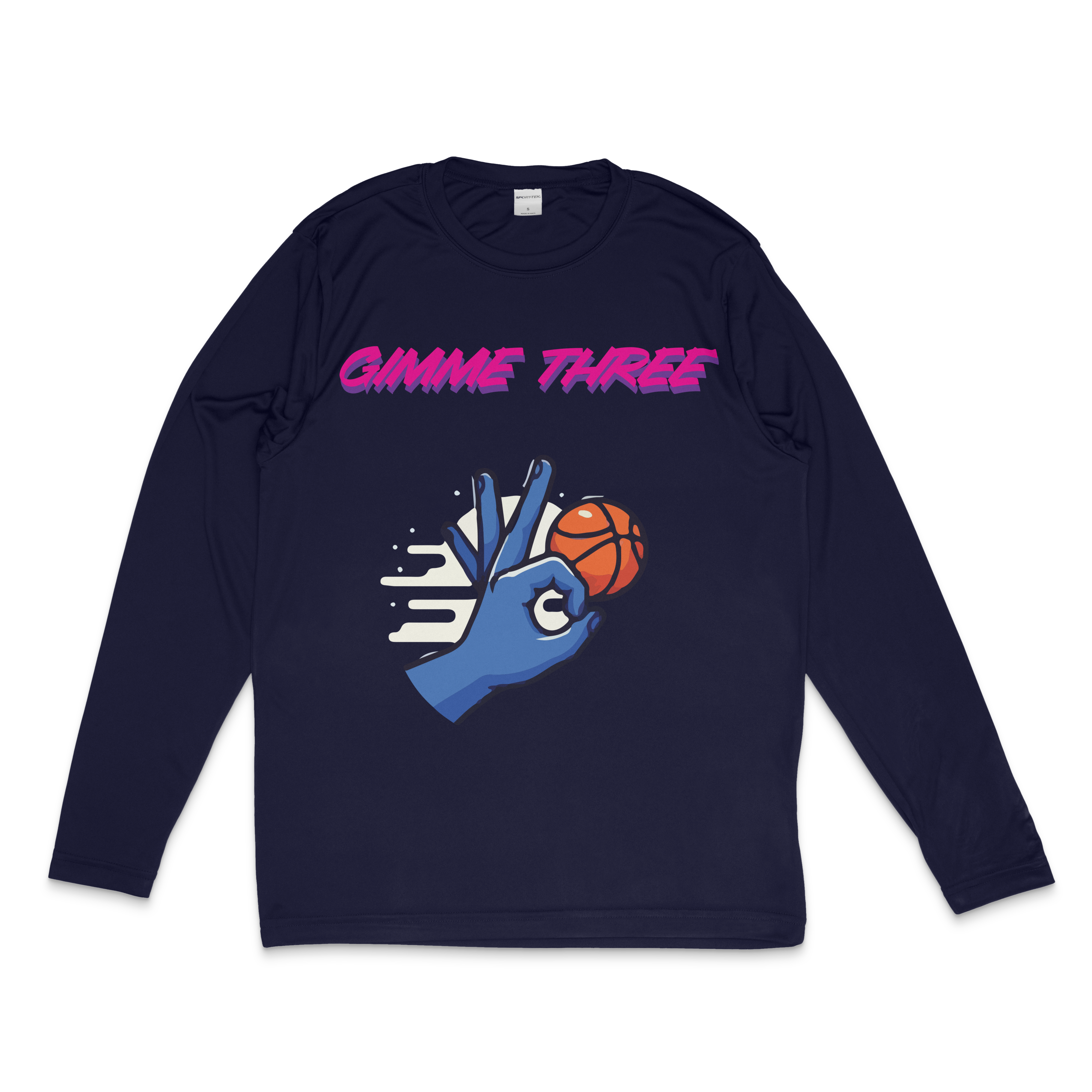 Gimme Three Performance Long Sleeve in navy – women's basketball apparel - front