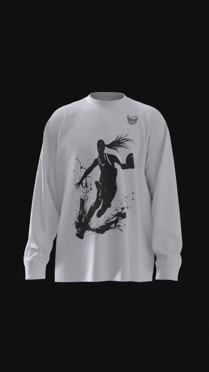 The Silhouette Performance Shirt in white – women's basketball apparel 3D