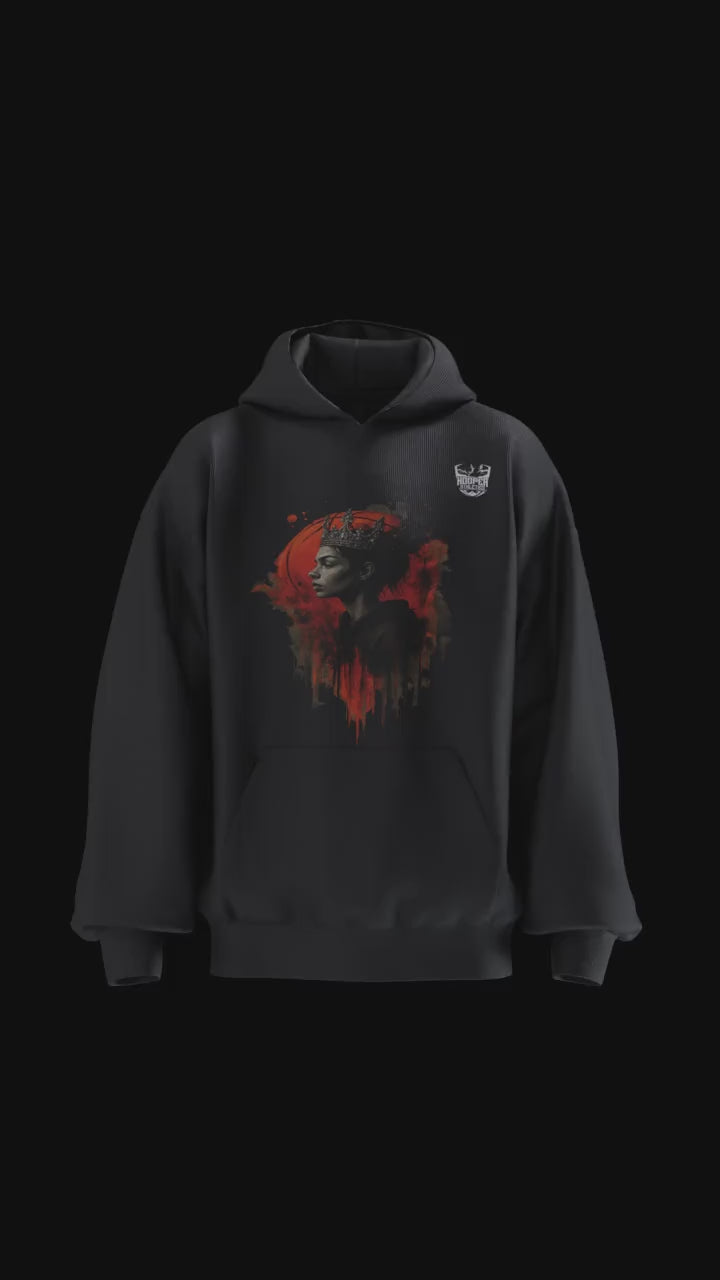 The Royal Drip Hoodie – Crowned Queen Basketball Sweatshirt | Hooper Athletics in black – women's basketball apparel 3D