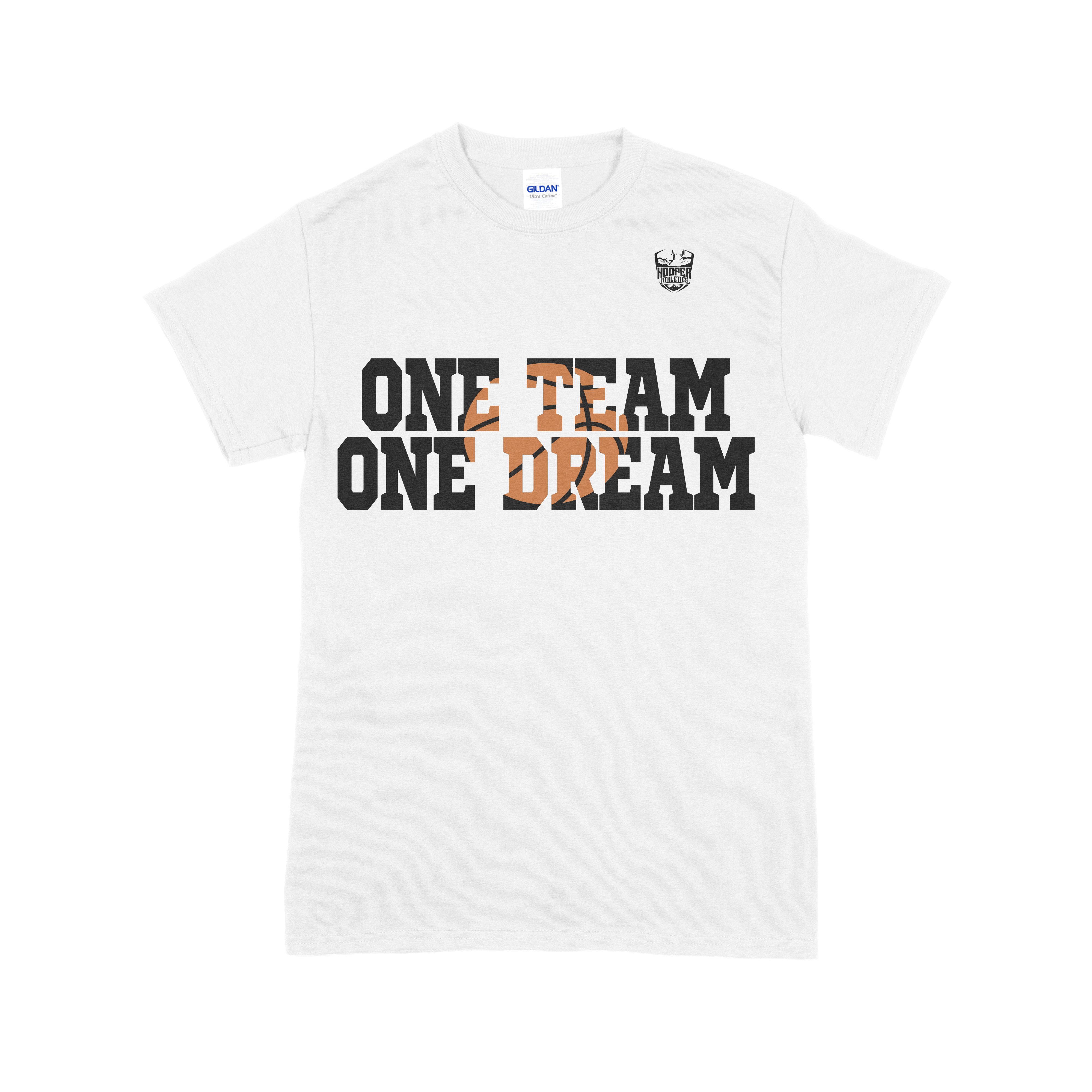 One Team One Dream Basketball Shirt | Hooper Athletics Tee in white – women's basketball apparel -