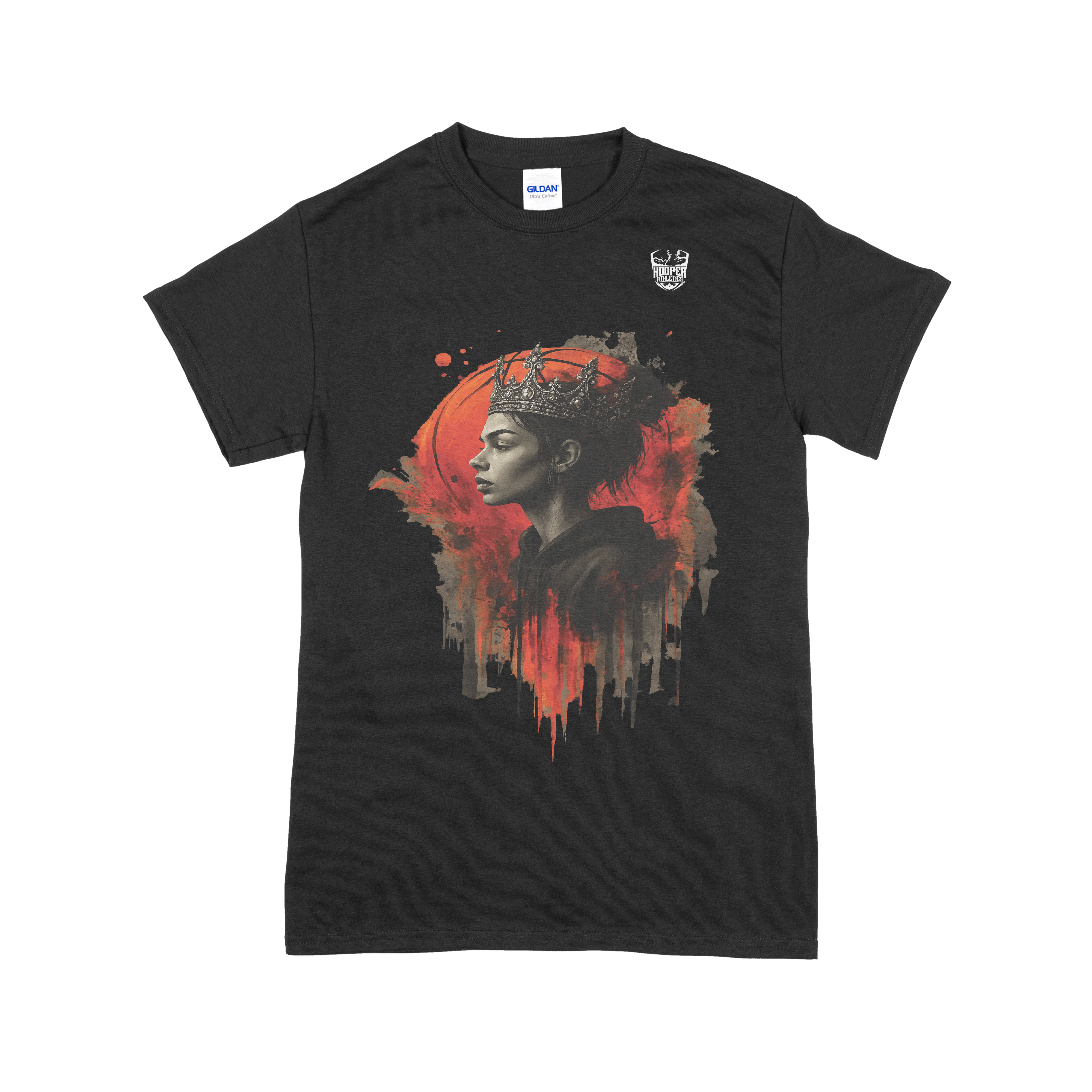 The Royal Drip Tee – Women's Basketball Crown Shirt | Hooper Athletics in black – women's basketball apparel