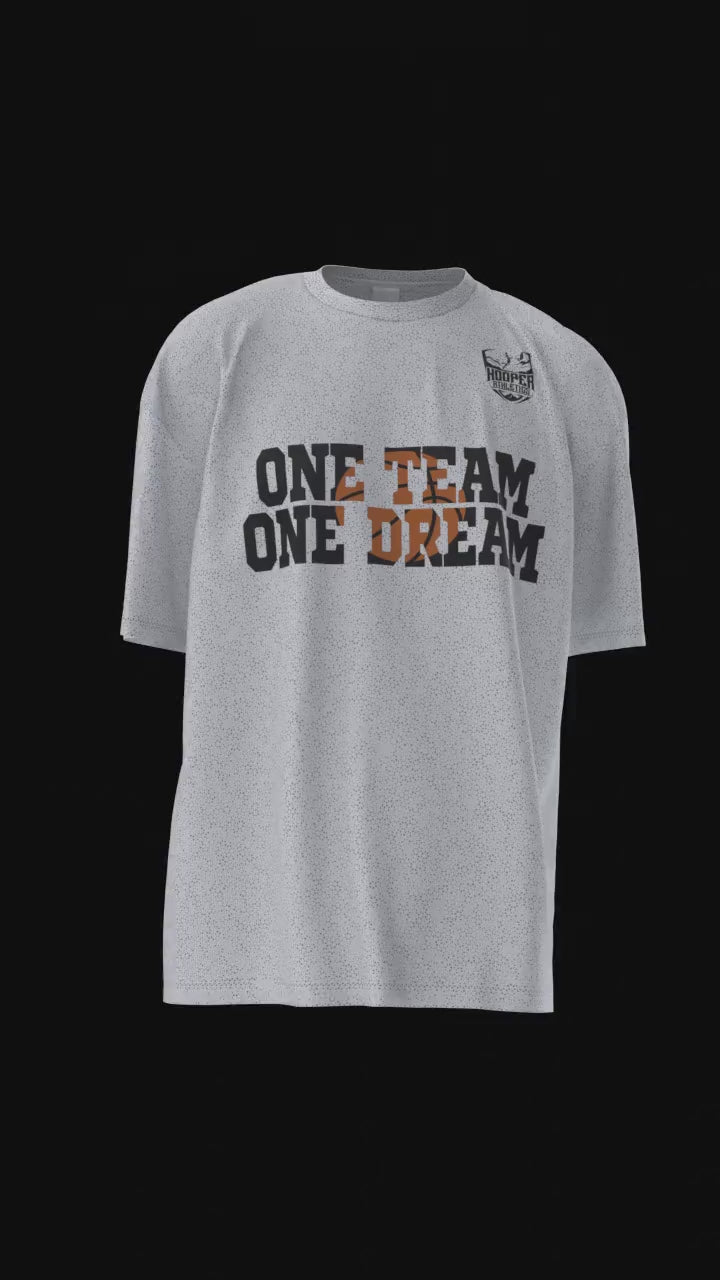 One Team One Dream Basketball Shirt | Hooper Athletics Tee in white – women's basketball apparel -3D