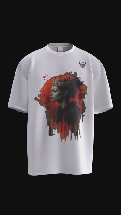 The Royal Drip Tee – Women's Basketball Crown Shirt | Hooper Athletics in white – women's basketball apparel 3D