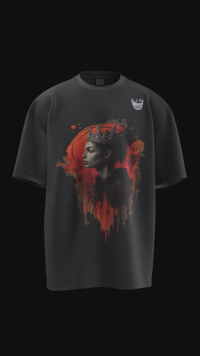 The Royal Drip Tee – Women's Basketball Crown Shirt | Hooper Athletics in black – women's basketball apparel-3D