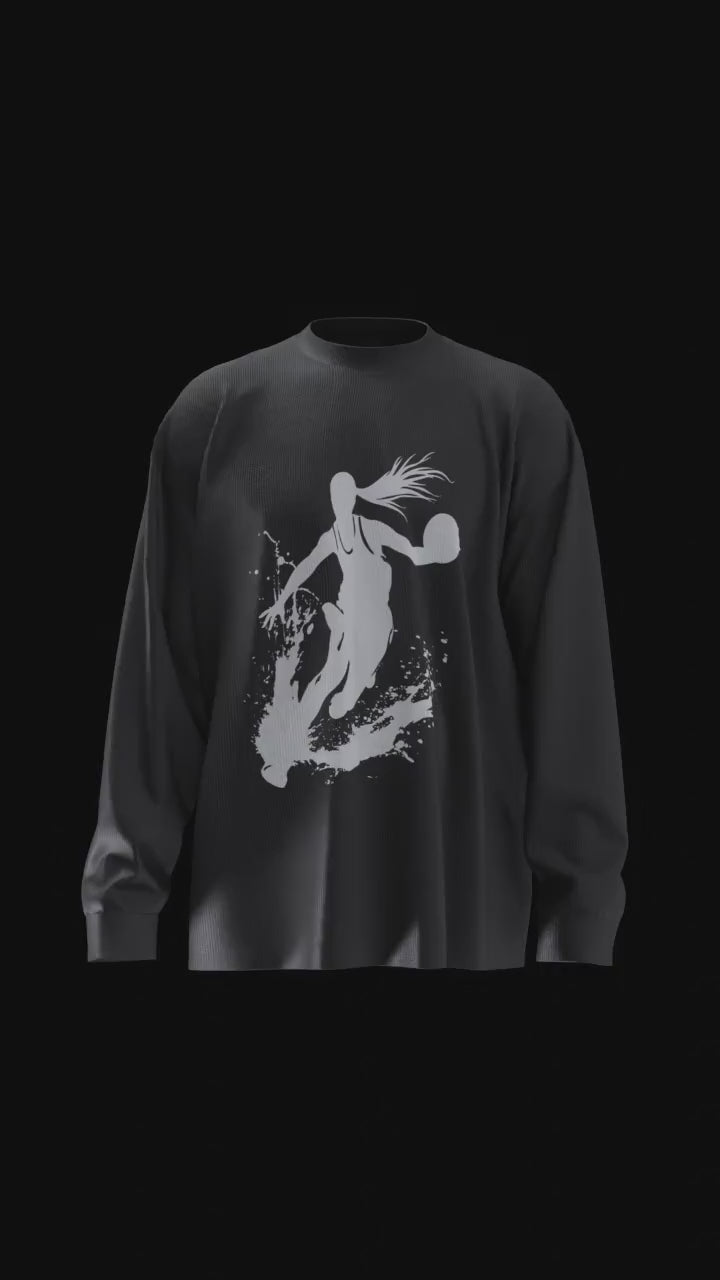 The Silhouette Performance Shirt in black – women's basketball apparel 3D