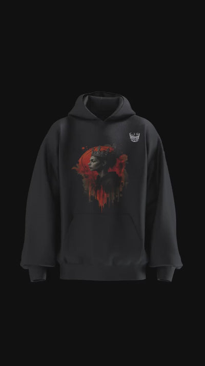 The Royal Drip Hoodie – Crowned Queen Basketball Sweatshirt | Hooper Athletics in black – women's basketball apparel 3D