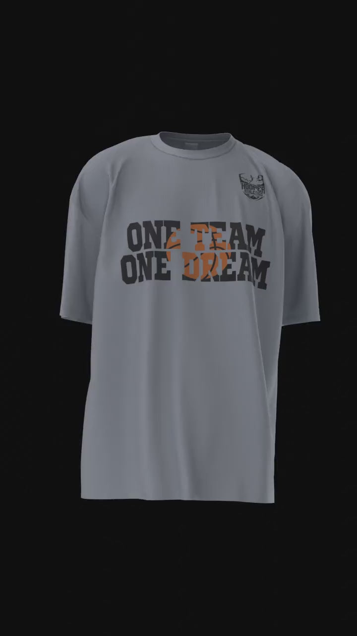 One Team One Dream Basketball Shirt | Hooper Athletics Tee – women's basketball apparel -grey-3D